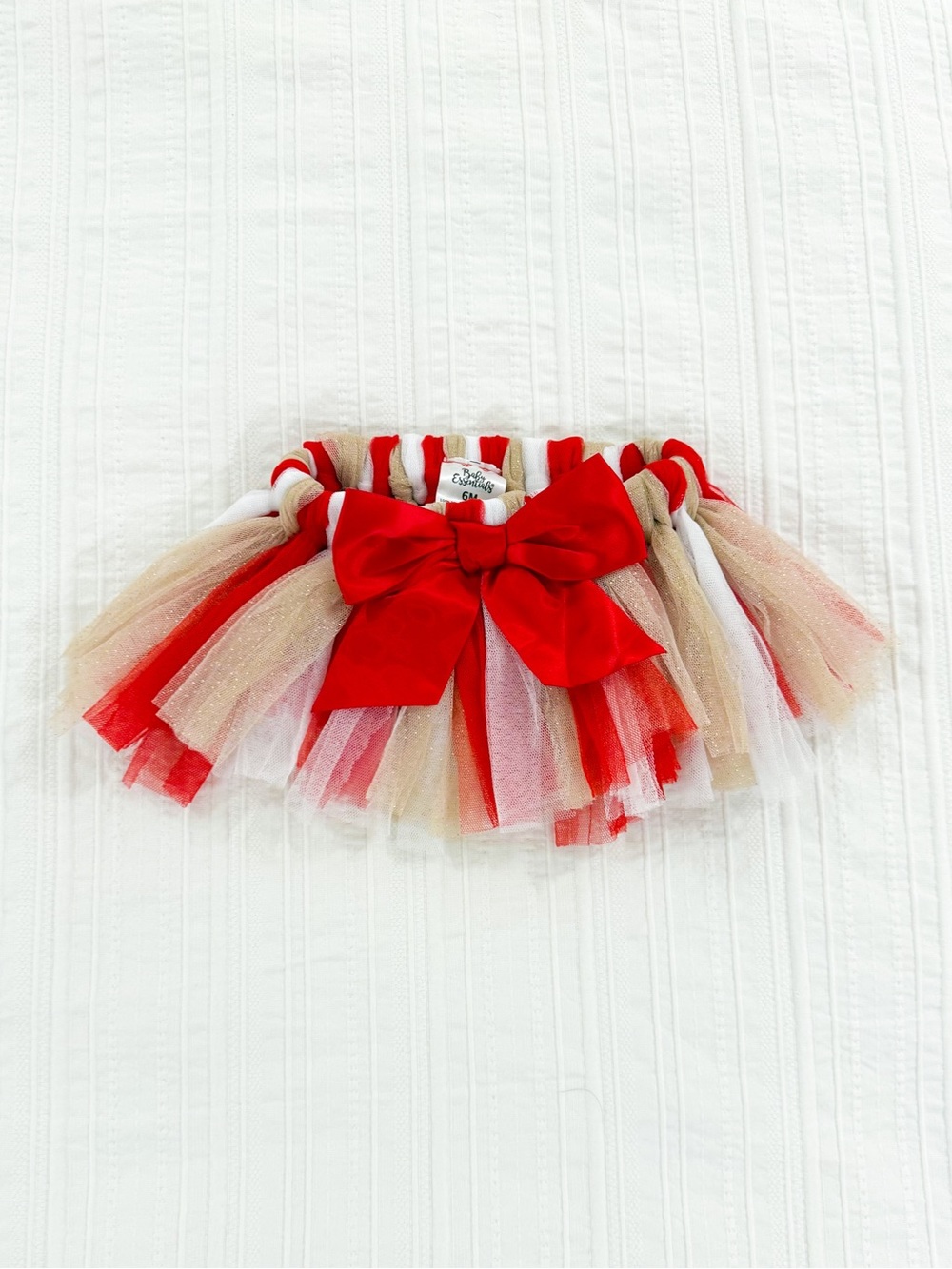 Baby Essentials Red, Gold & White Tulle Tutu with Bow
